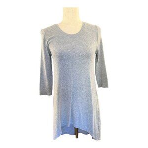 Joan Vass Knit Hi Lo Mini Dress~Size Small~Heather Grey Short Sleeve Artsy Funky